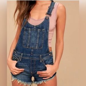 We The Free Summer Babe Denim Short Overalls